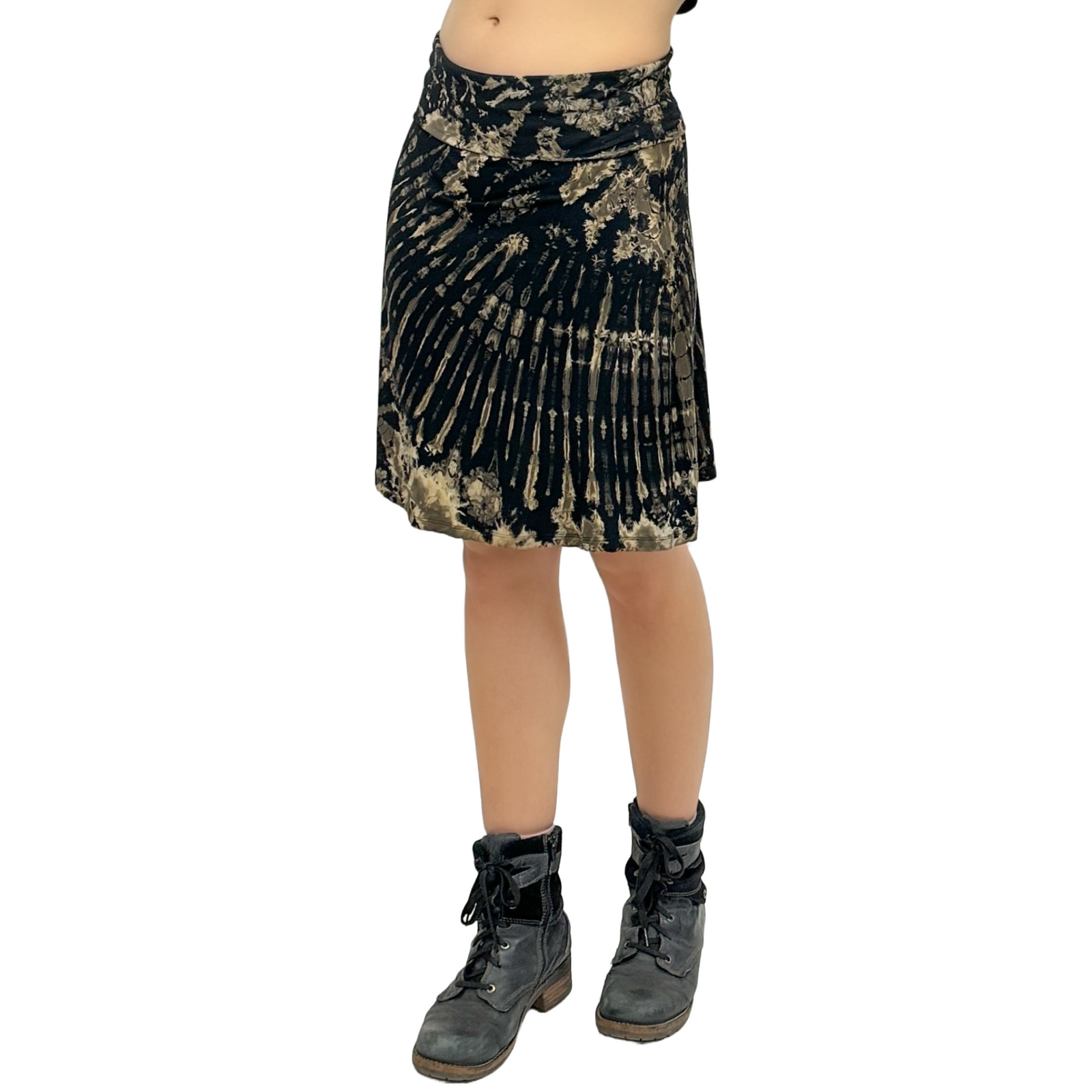 Full Tie-Dye Stretchy Rayon Convertible Knee Length Skirt