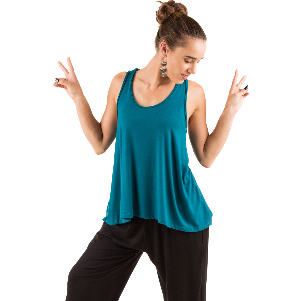 Classic Colors Sleeveless Button Back Rayon Tank Top