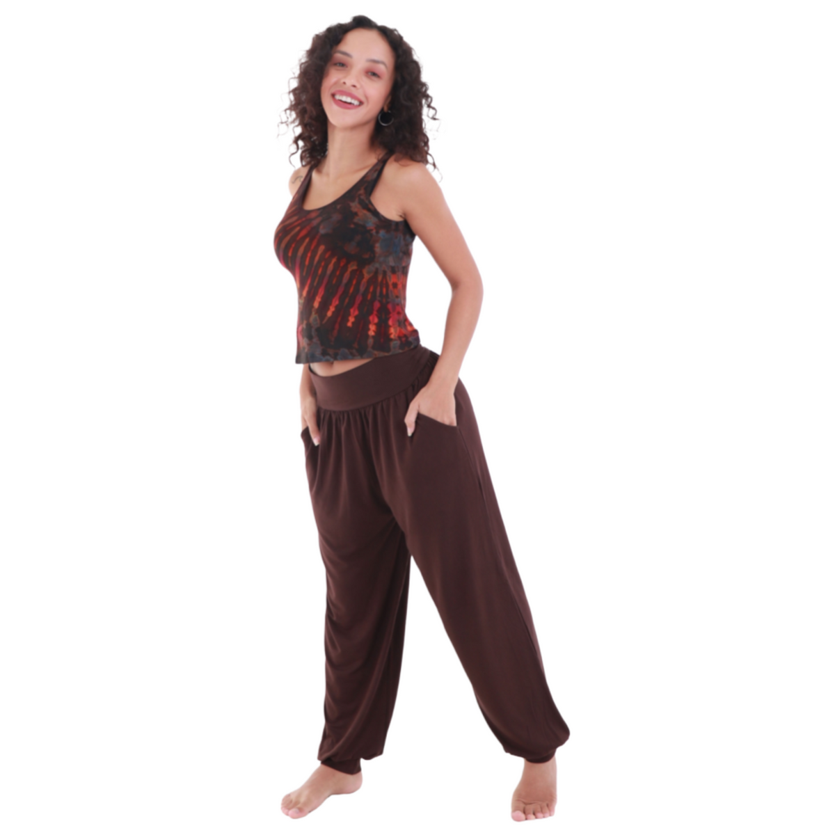 Tie-Dye High Neck Stretchy Rayon Crop Top