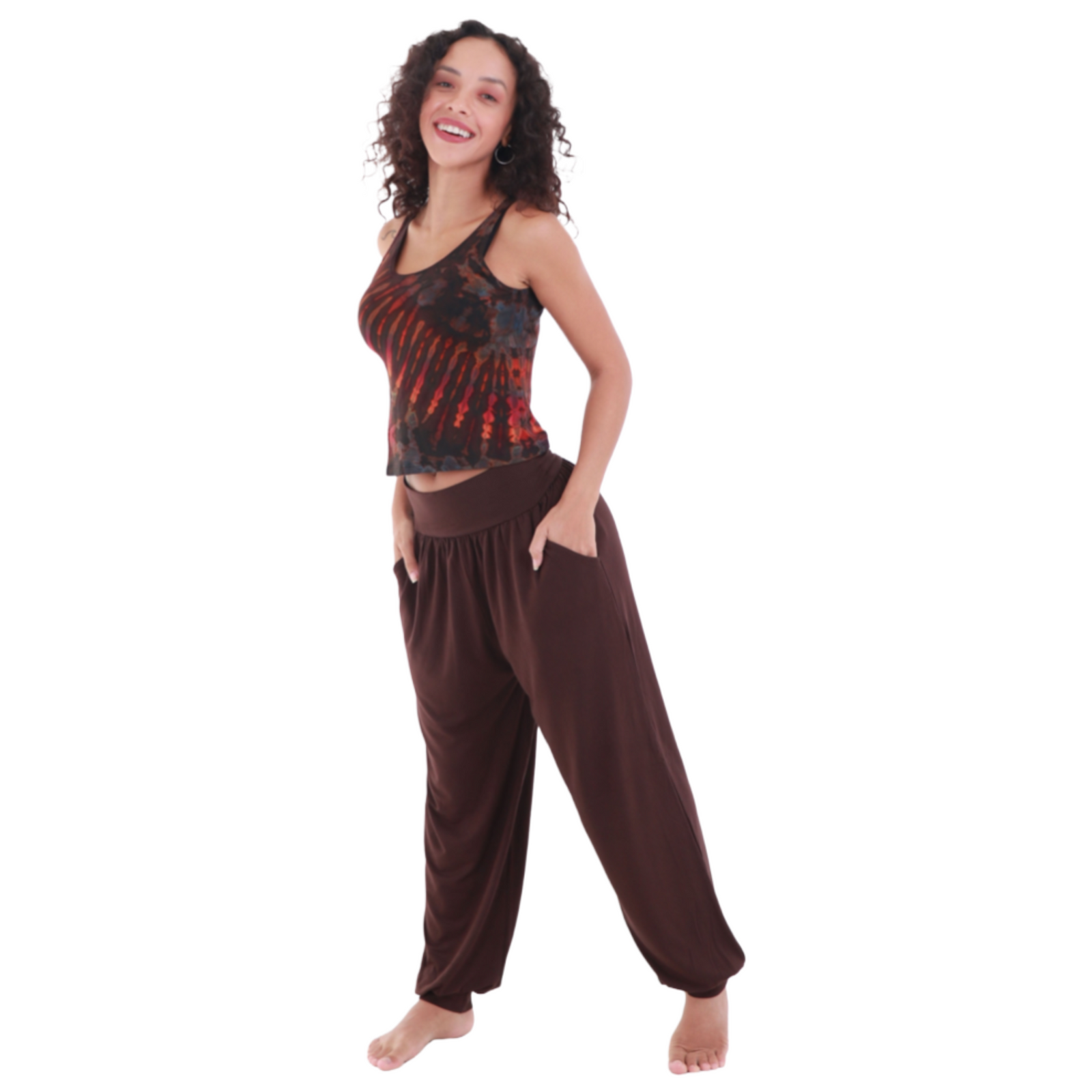 Tie-Dye High Neck Stretchy Rayon Crop Top