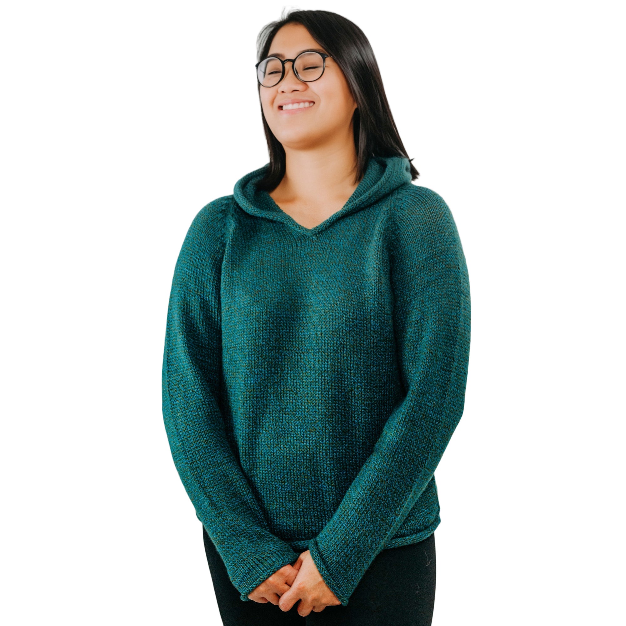 Knit Alpaca Hooded Pullover Sweater