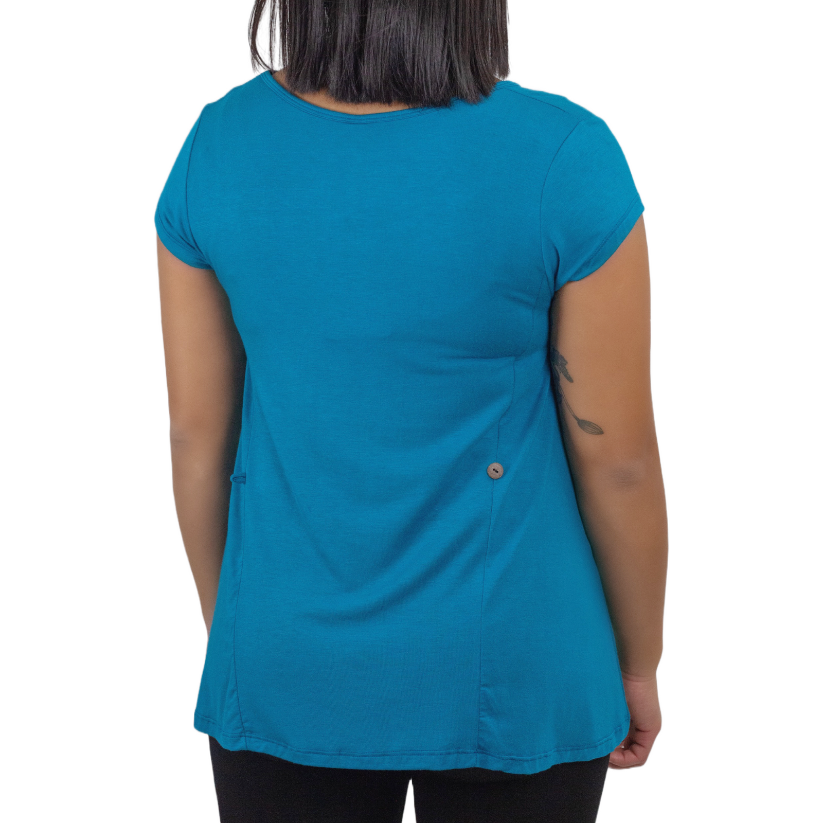 Classic Colors Cap Sleeve Button Back Rayon Top