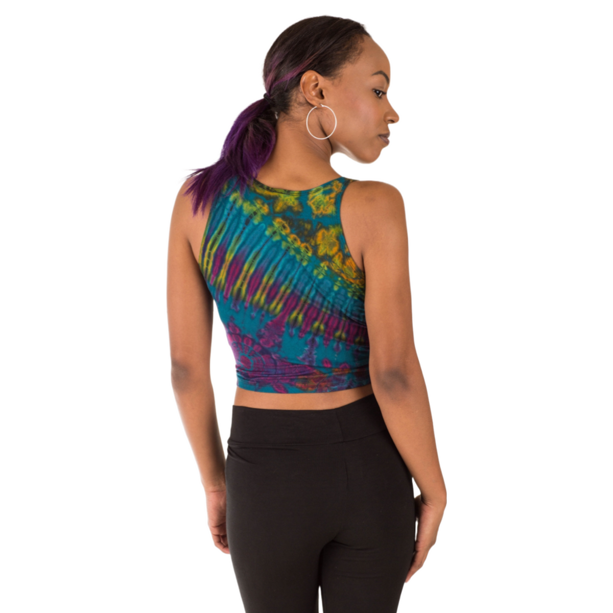 Tie-Dye High Neck Stretchy Rayon Crop Top