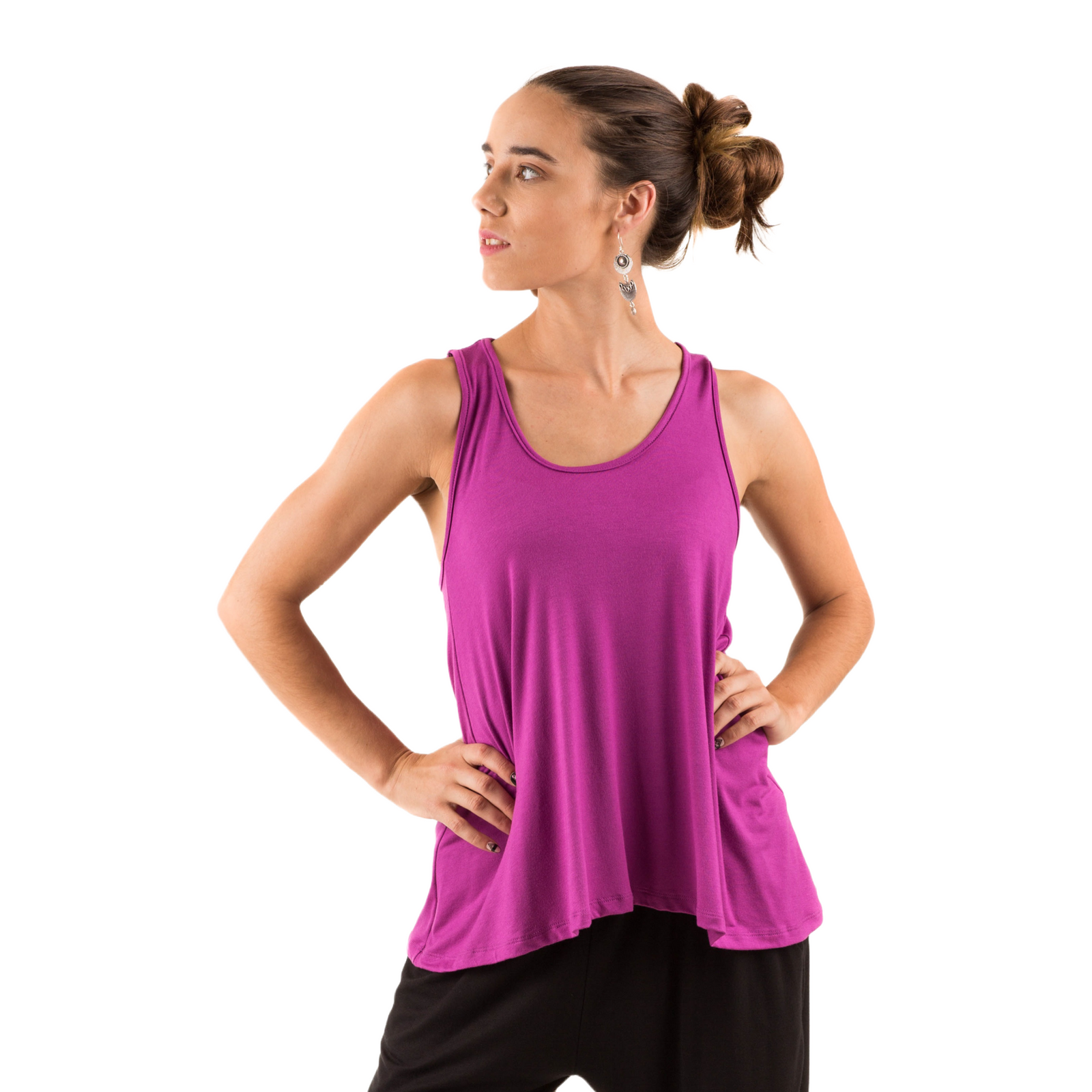 Classic Colors Sleeveless Button Back Rayon Tank Top