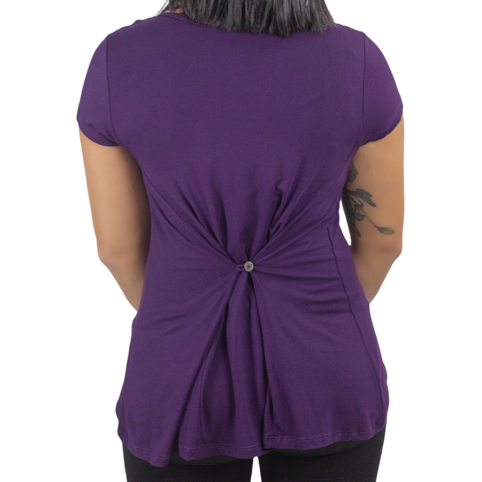 Classic Colors Cap Sleeve Button Back Rayon Top