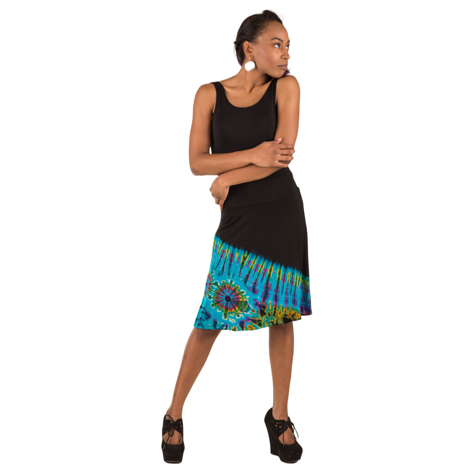 malisun inc product page | handmade tie-dye one size knee length skirts for women | best gbp price in fairtrade clothing