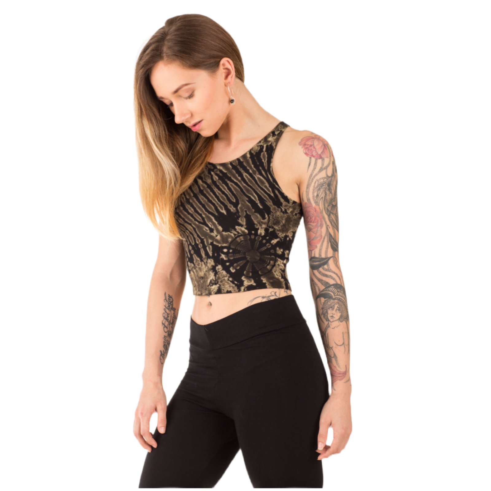 Tie-Dye High Neck Stretchy Rayon Crop Top