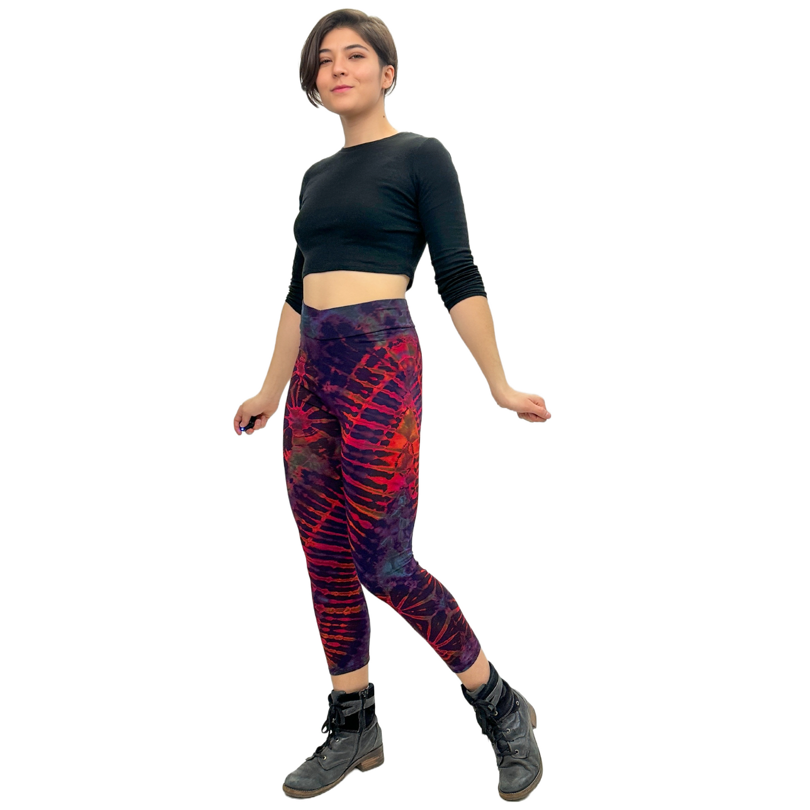 Full Tie-Dye Capri Length Rayon Leggings