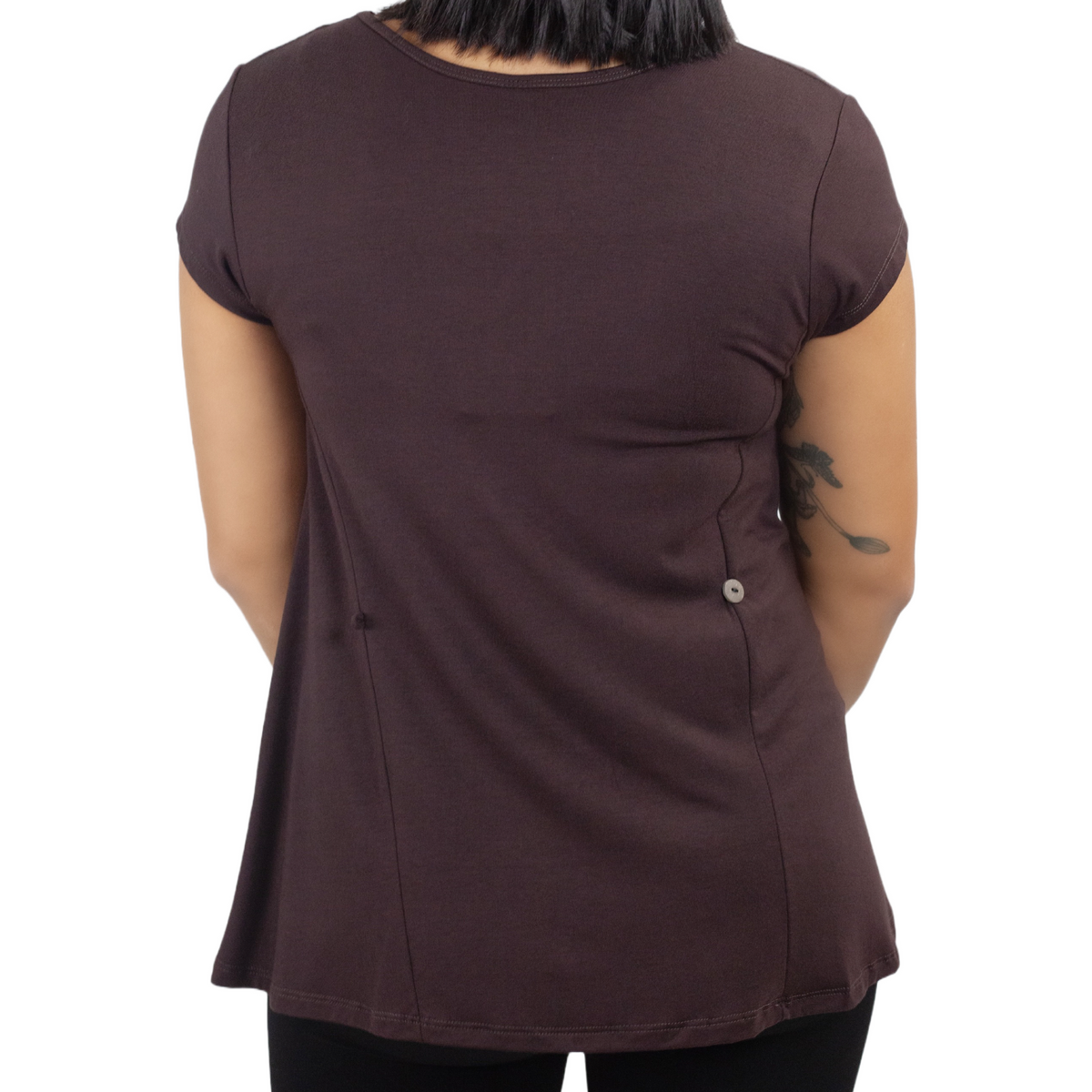 Classic Colors Cap Sleeve Button Back Rayon Top