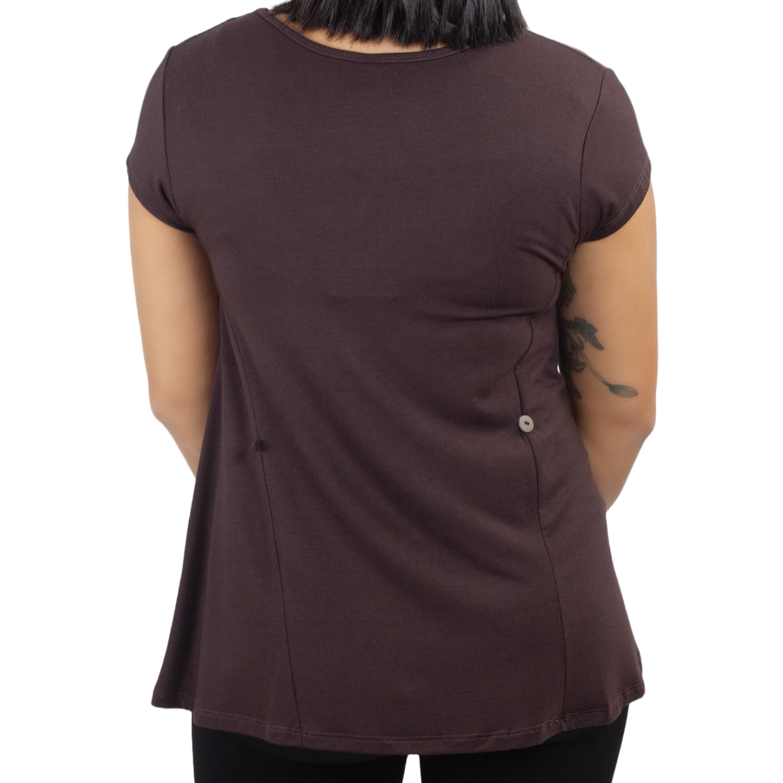 Classic Colors Cap Sleeve Button Back Rayon Top