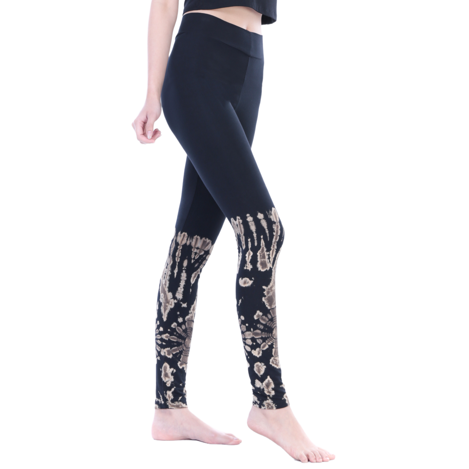 Half Tie-Dye Long Length Stretchy Rayon Leggings