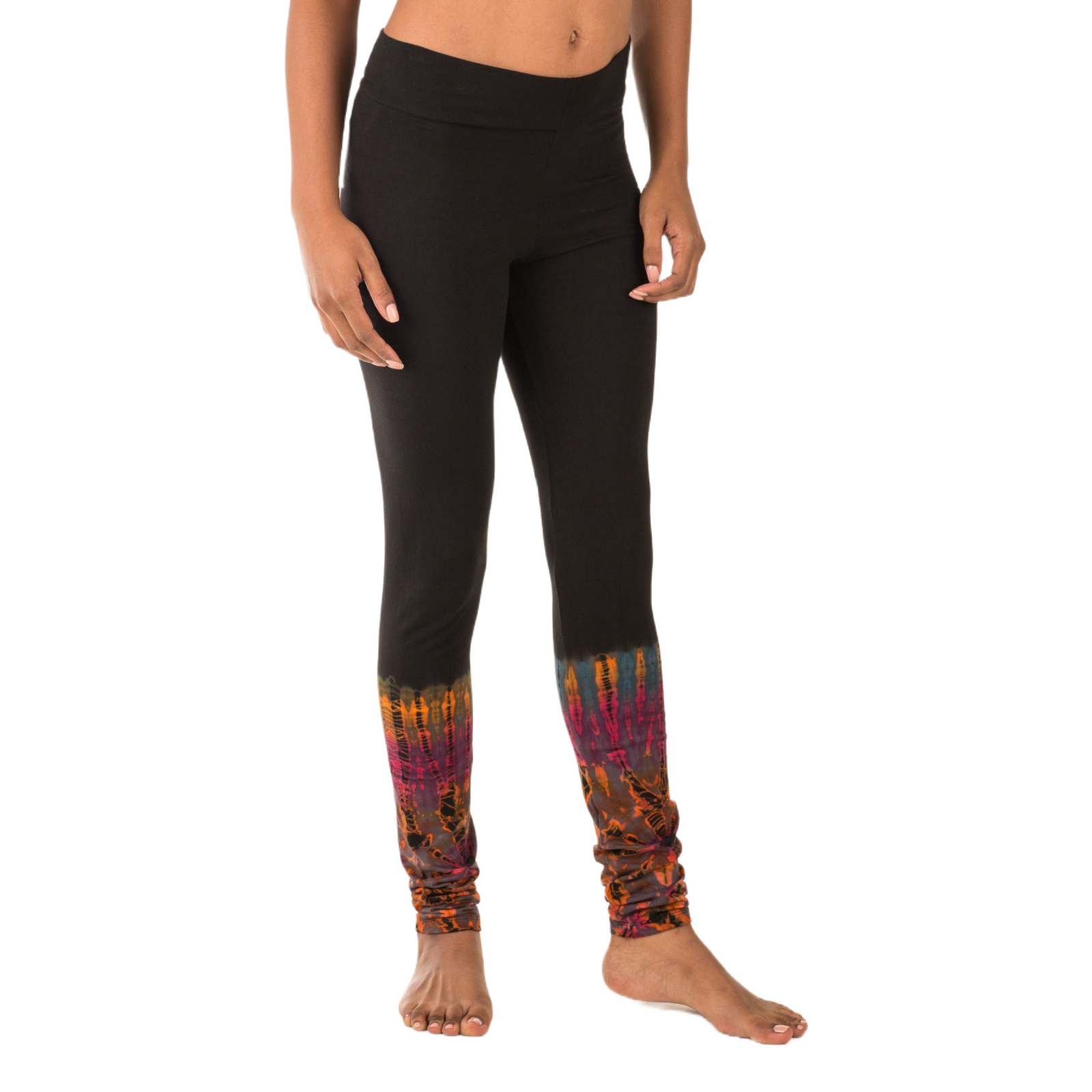 Half Tie-Dye Long Length Stretchy Rayon Leggings