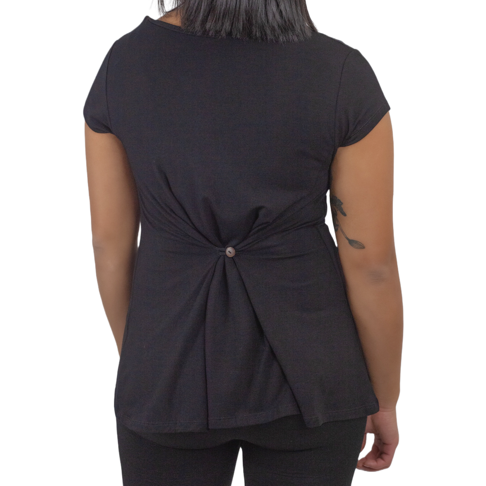 Classic Colors Cap Sleeve Button Back Rayon Top