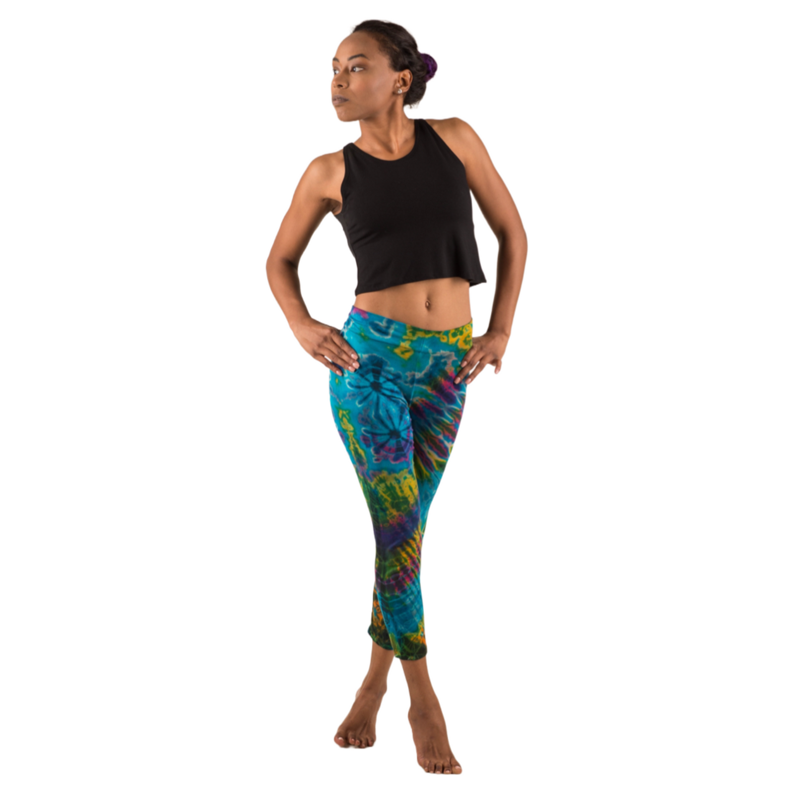 Full Tie-Dye Capri Length Rayon Leggings