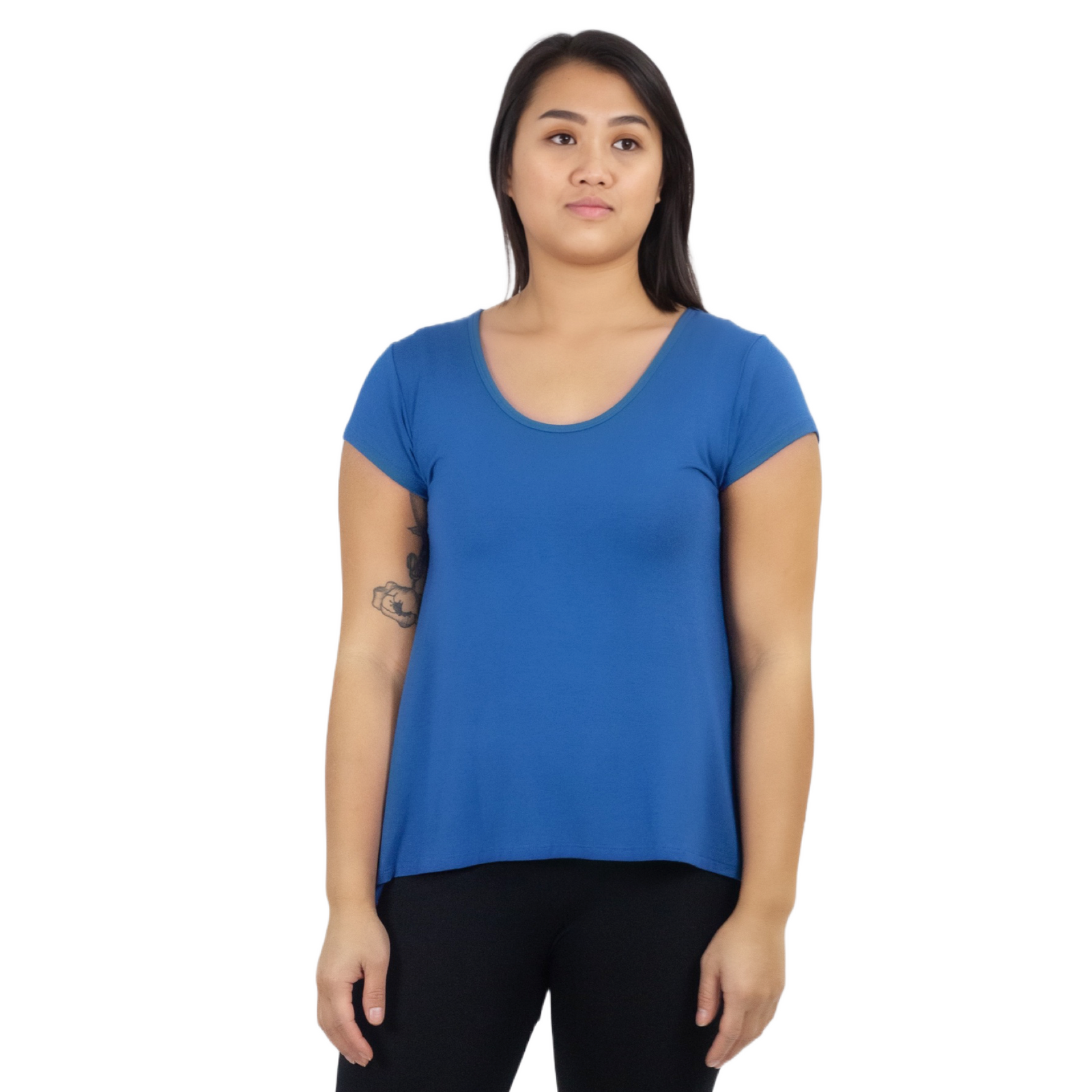 Classic Colors Cap Sleeve Button Back Rayon Top