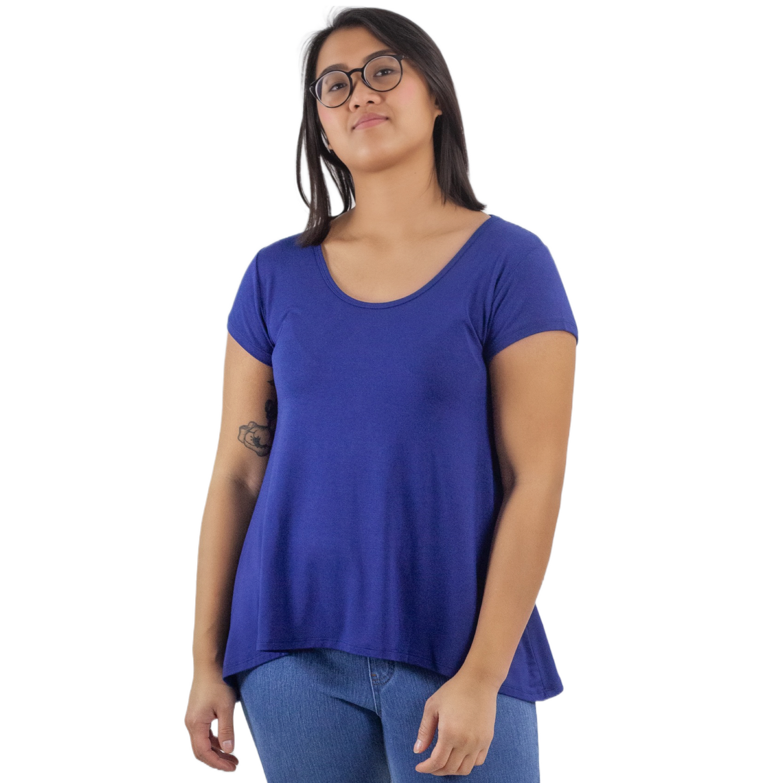 Classic Colors Cap Sleeve Button Back Rayon Top