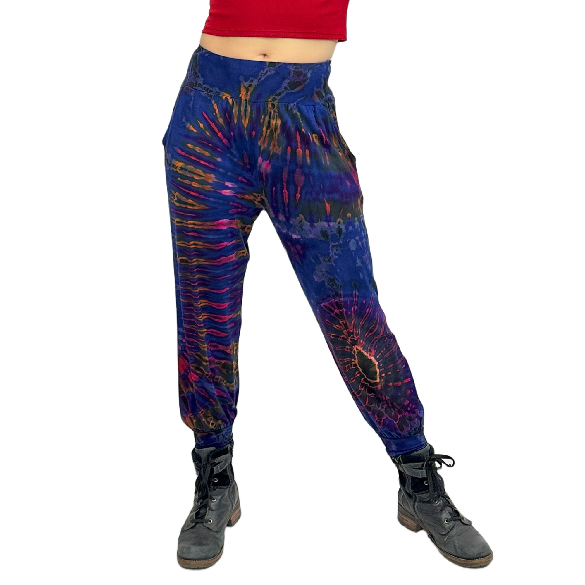 tie-dye splash one size rayon joggers with comfortable stretch 