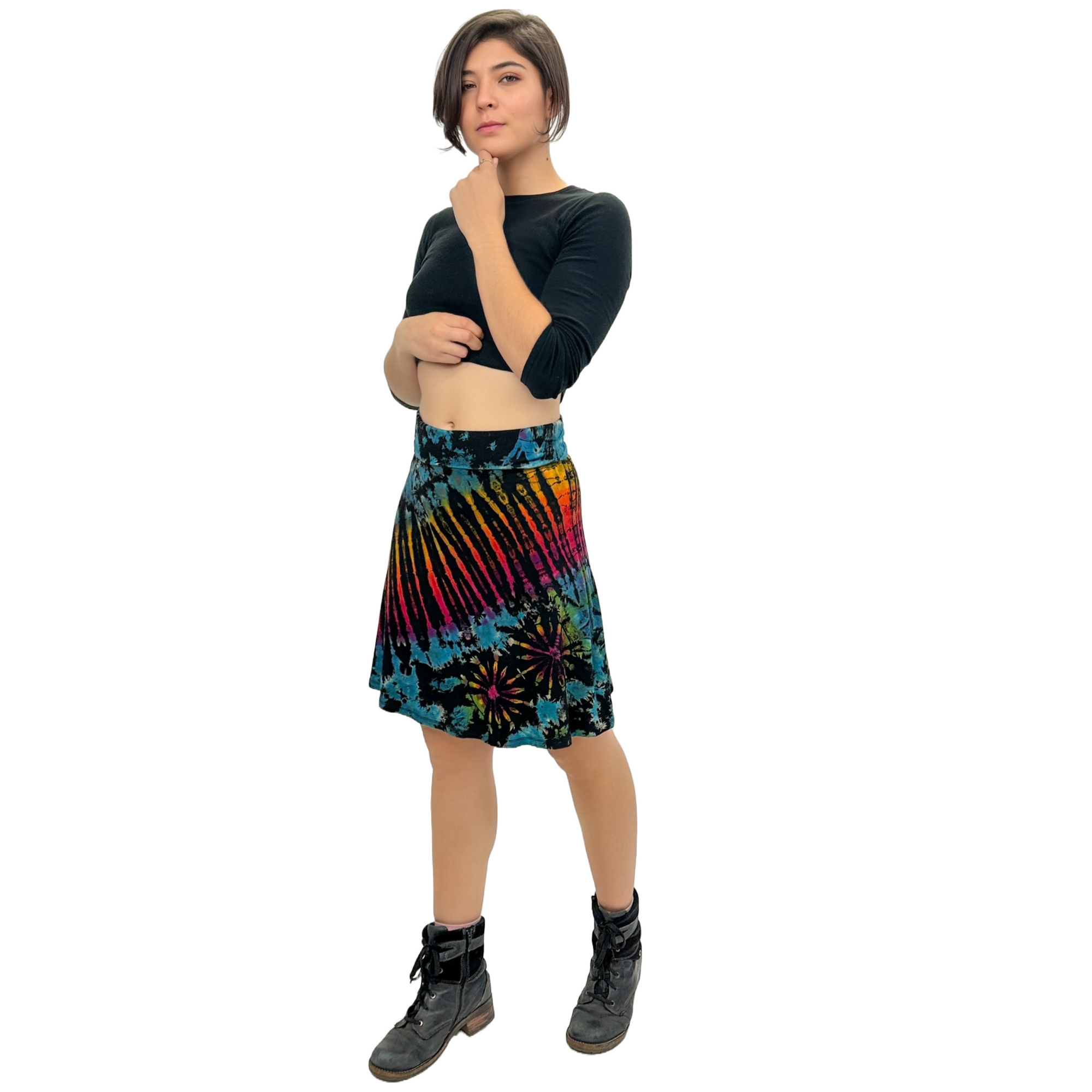 Fairtrade Tie-Dye Stretchy Convertible Knee Length Skirt Fairtrade Tie-Dye Stretchy Convertible Knee Length Skirt