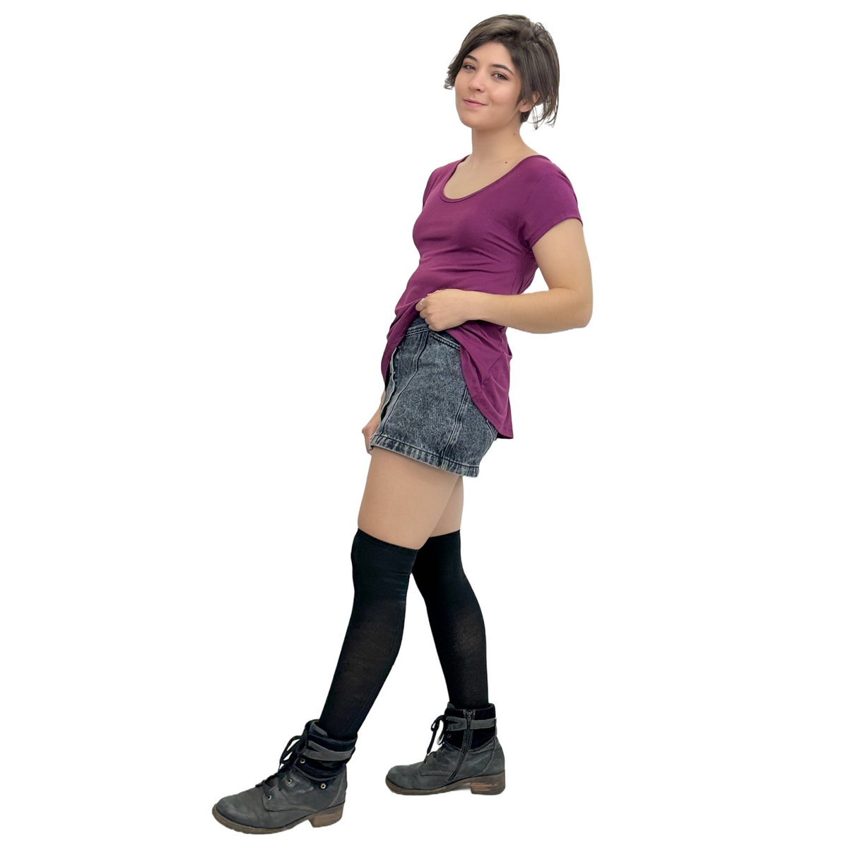 Classic Colors Knee-Length Stretchy Rayon Skirts, malisun