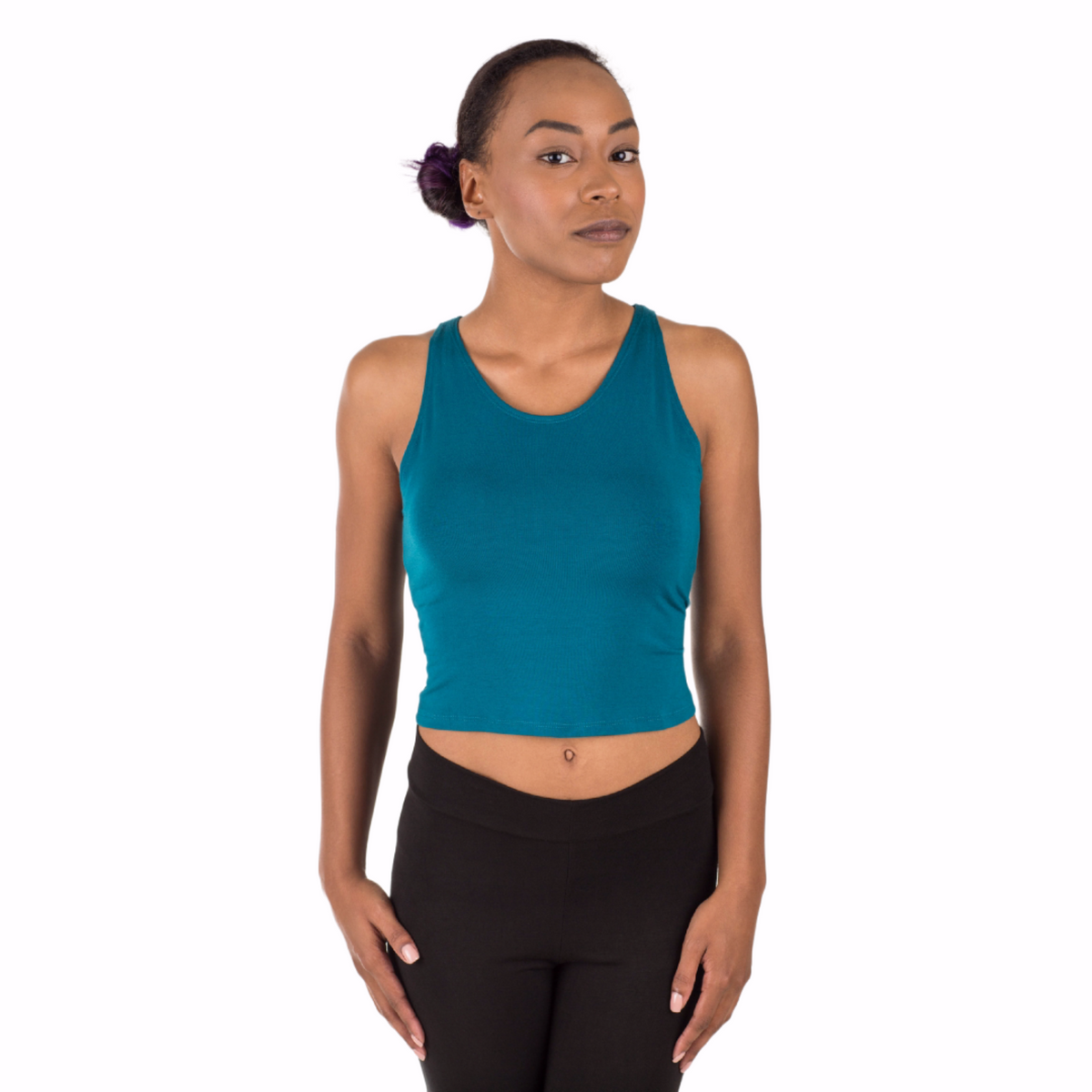 Classic Colors High-Neck Stretchy Rayon Crop Top
