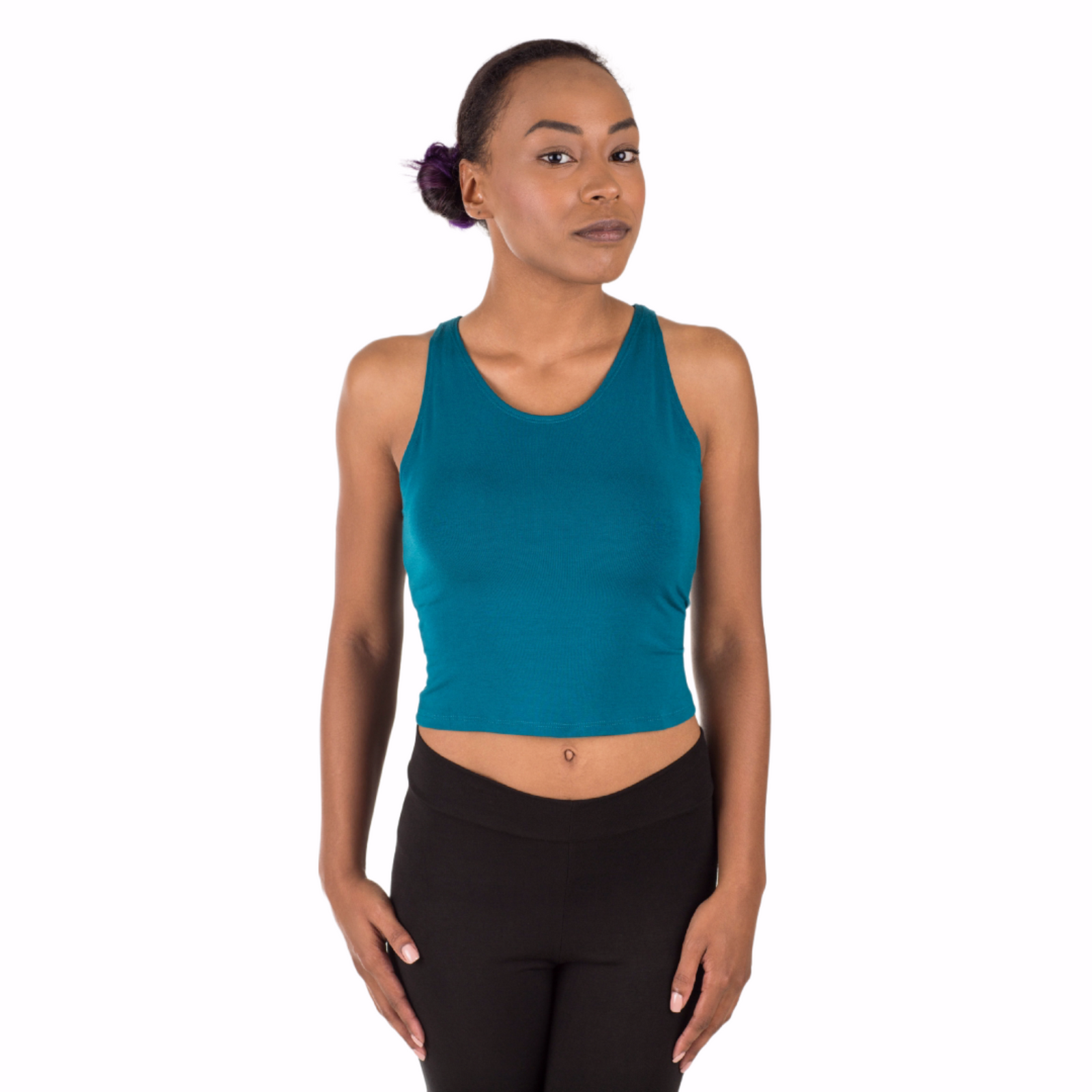 Classic Colors High-Neck Stretchy Rayon Crop Top
