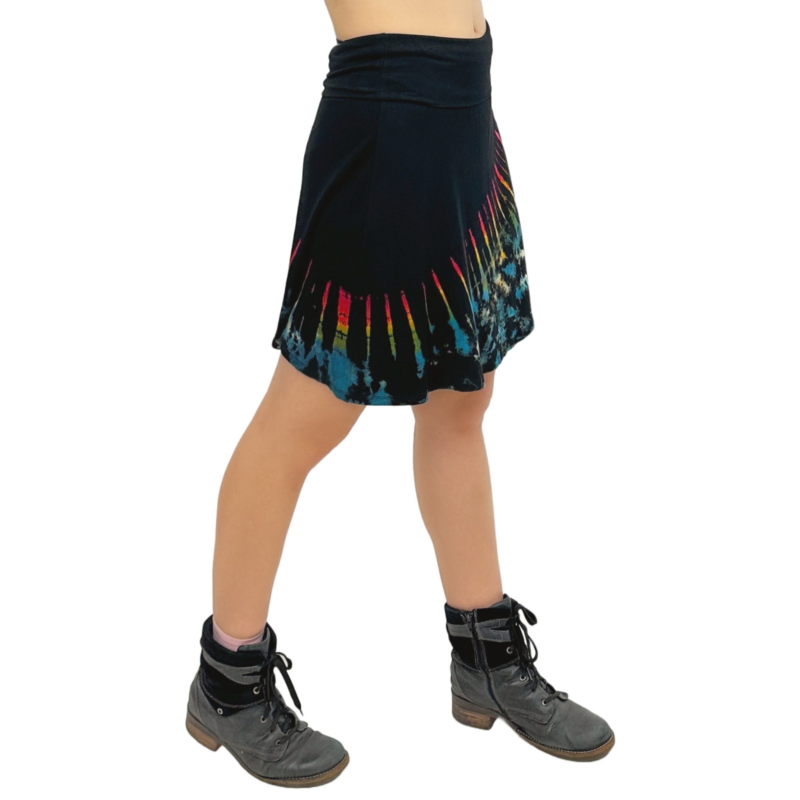 Half Tie-Dye Convertible Stretchy Rayon Knee-Length Skirts