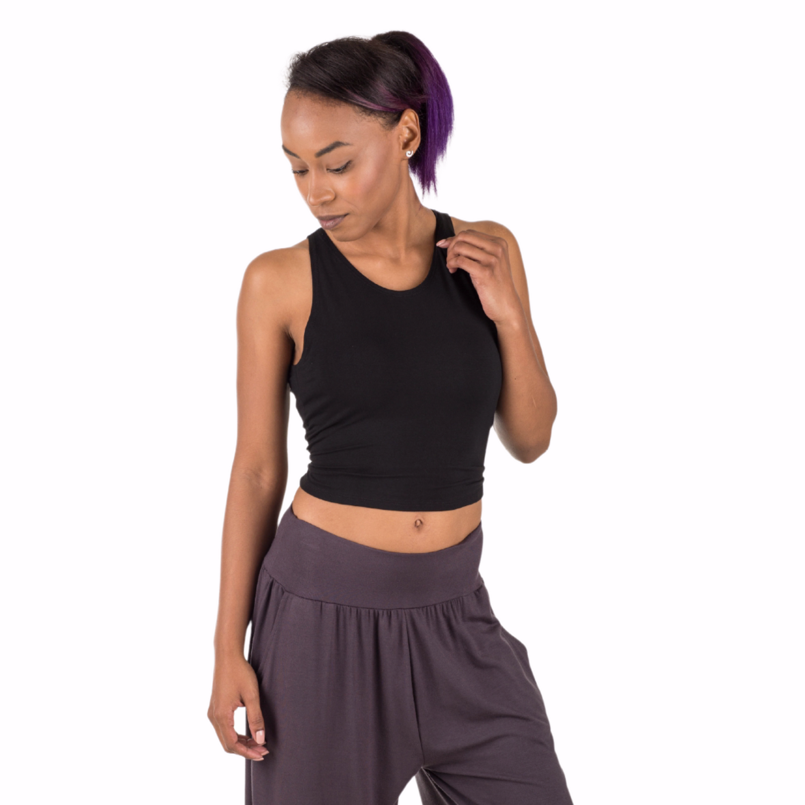 Classic Colors High-Neck Stretchy Rayon Crop Top
