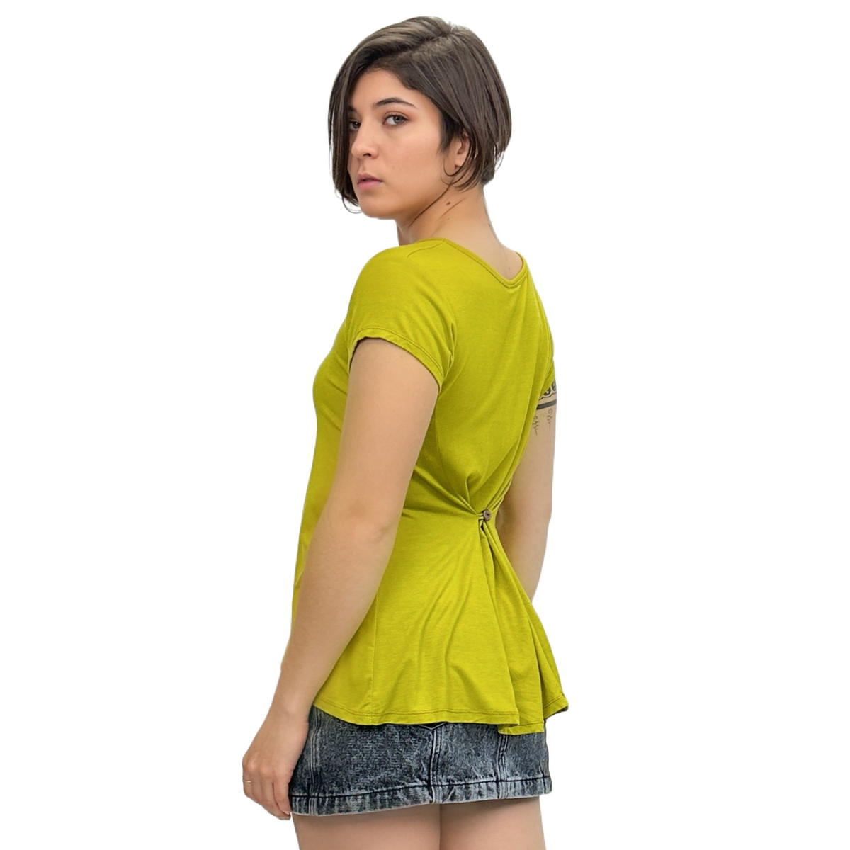 Classic Colors Cap Sleeve Button Back Rayon Top