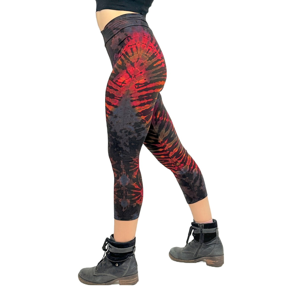 Full Tie-Dye Capri Length Rayon Leggings