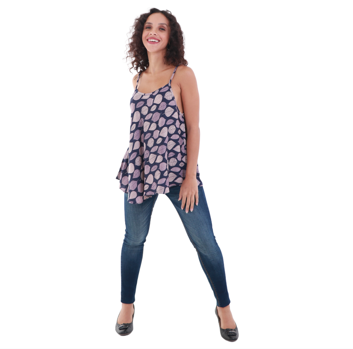 Ebb & Flow Flowy Rayon Spaghetti Strap Top