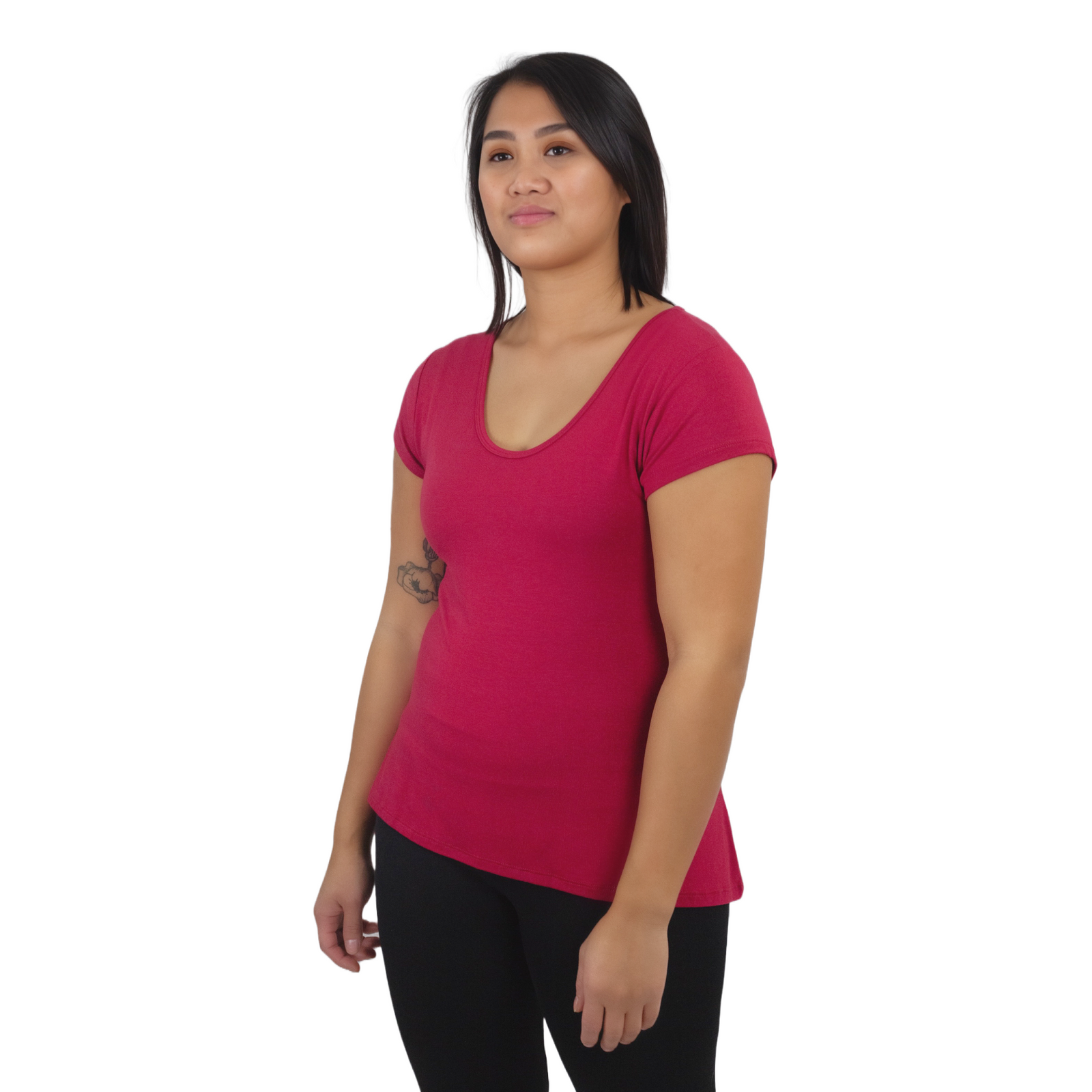 Classic Colors Cap Sleeve Button Back Rayon Top