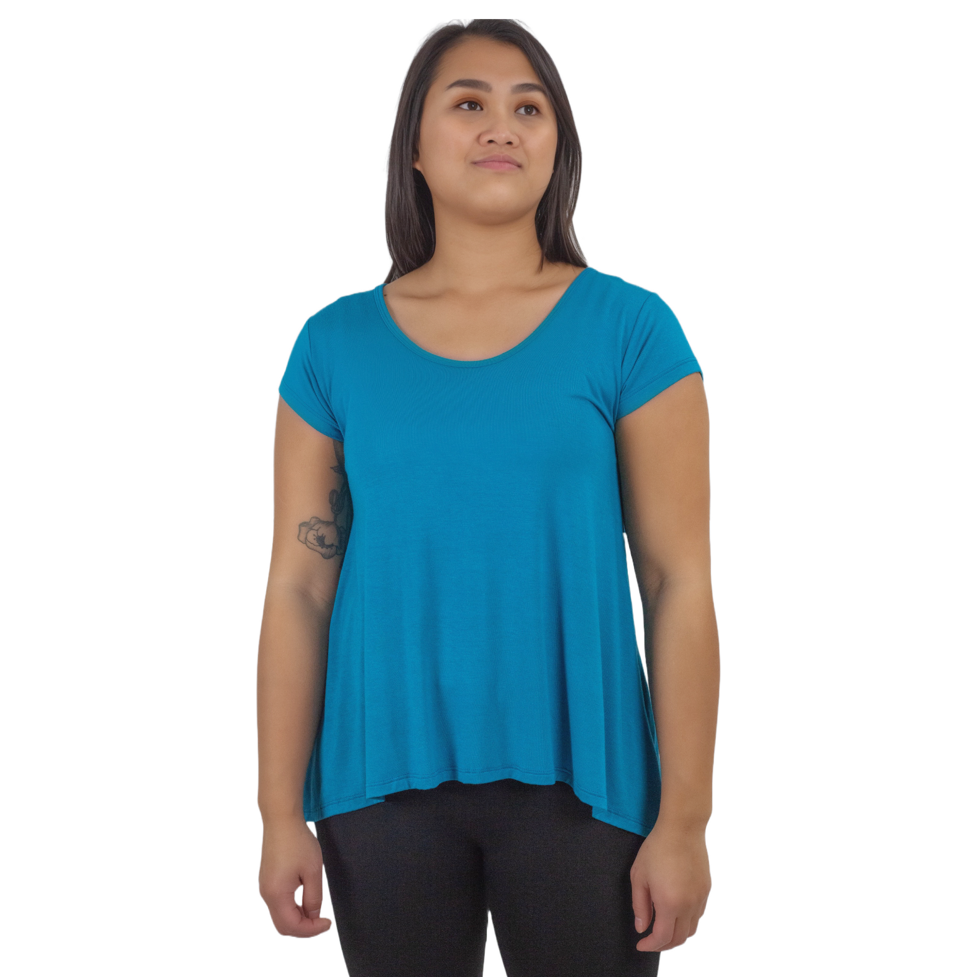 Classic Colors Cap Sleeve Button Back Rayon Top