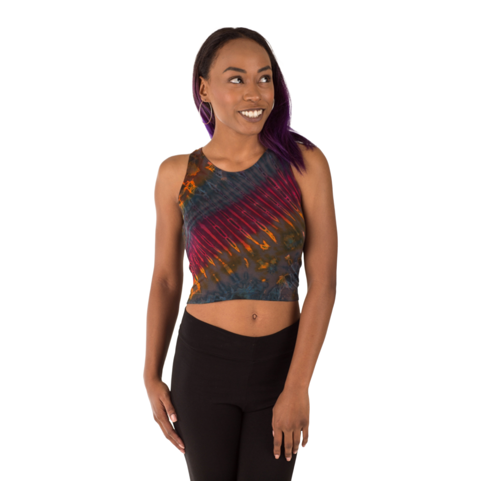 Tie-Dye High Neck Stretchy Rayon Crop Top