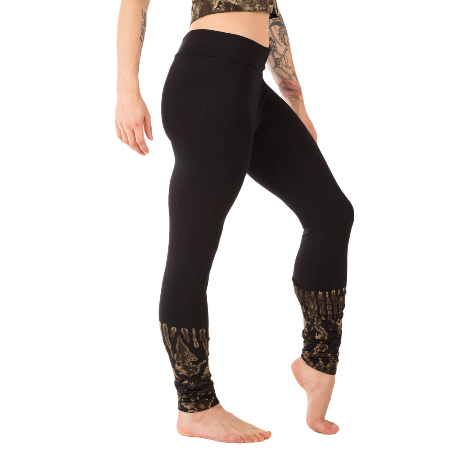 Half Tie-Dye Long Length Stretchy Rayon Leggings