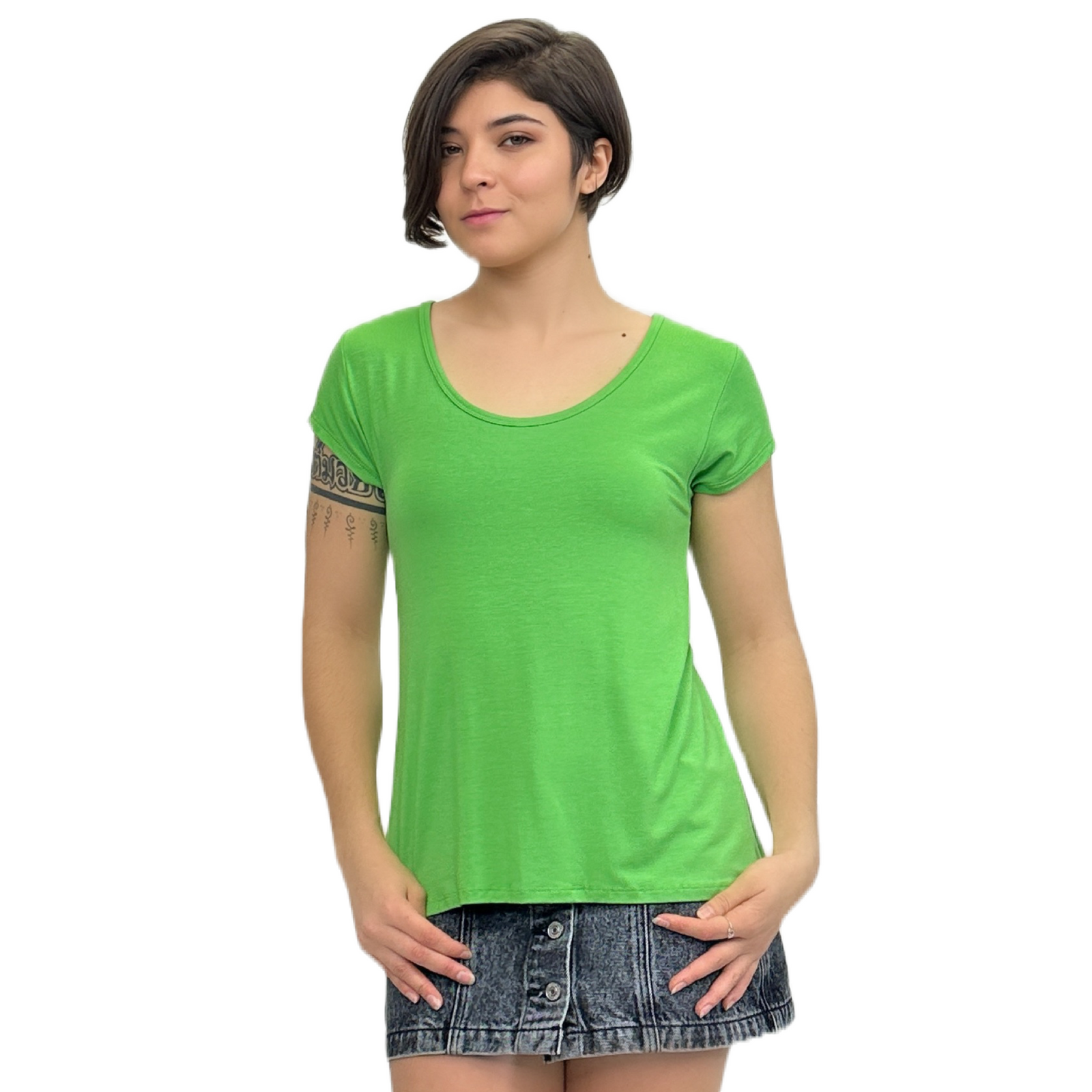 Classic Colors Cap Sleeve Button Back Rayon Top