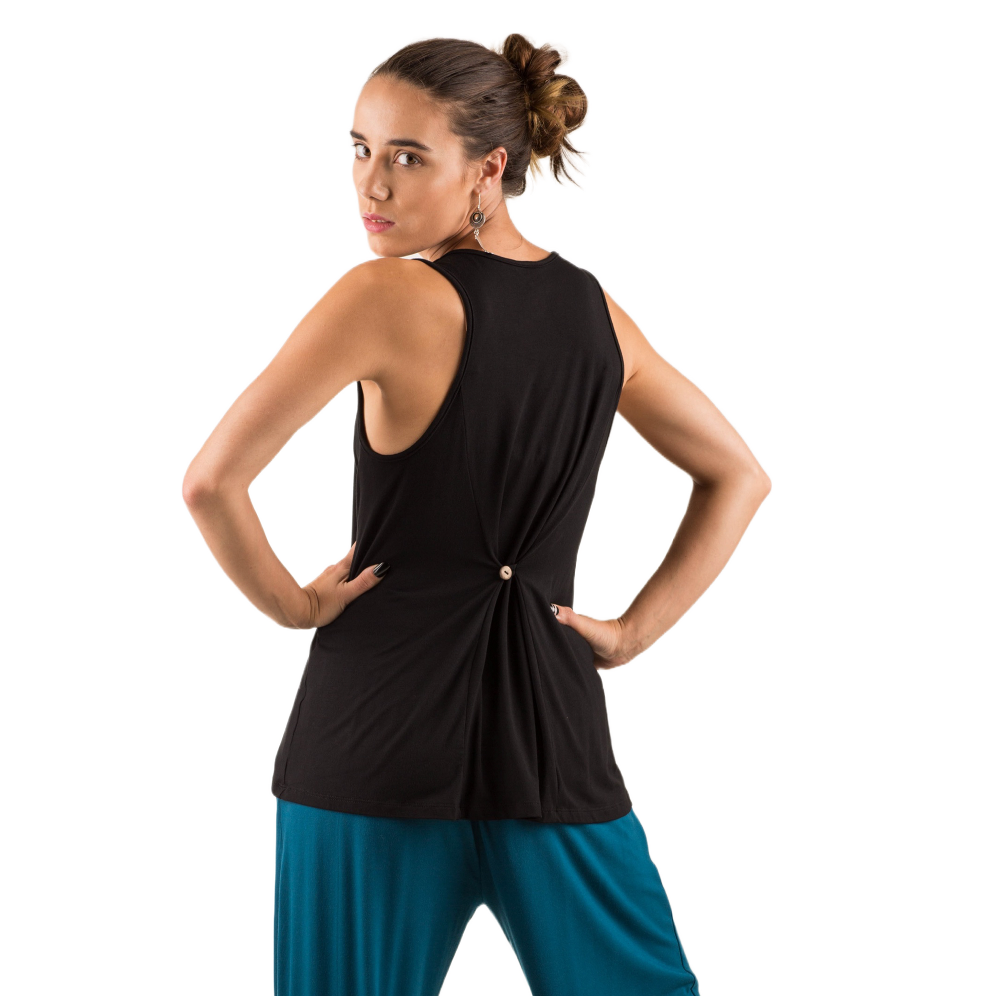 Classic Colors Sleeveless Button Back Rayon Tank Top