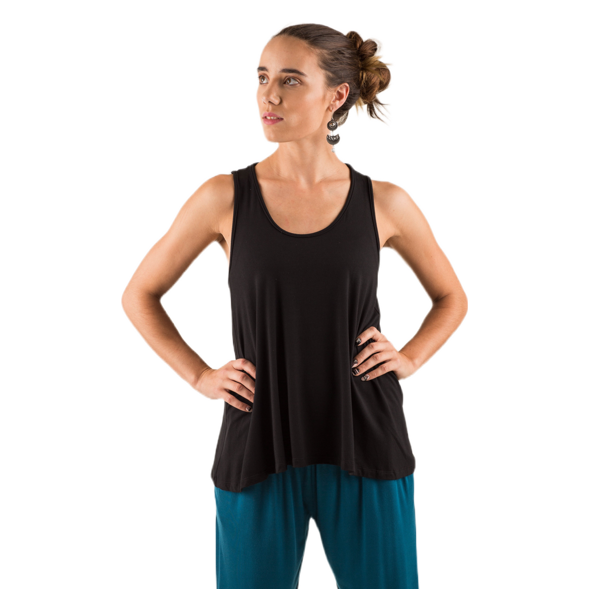 Classic Colors Sleeveless Button Back Rayon Tank Top