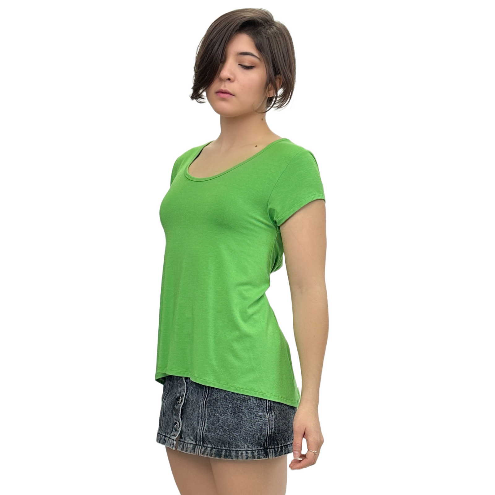 Classic Colors Cap Sleeve Button Back Rayon Top