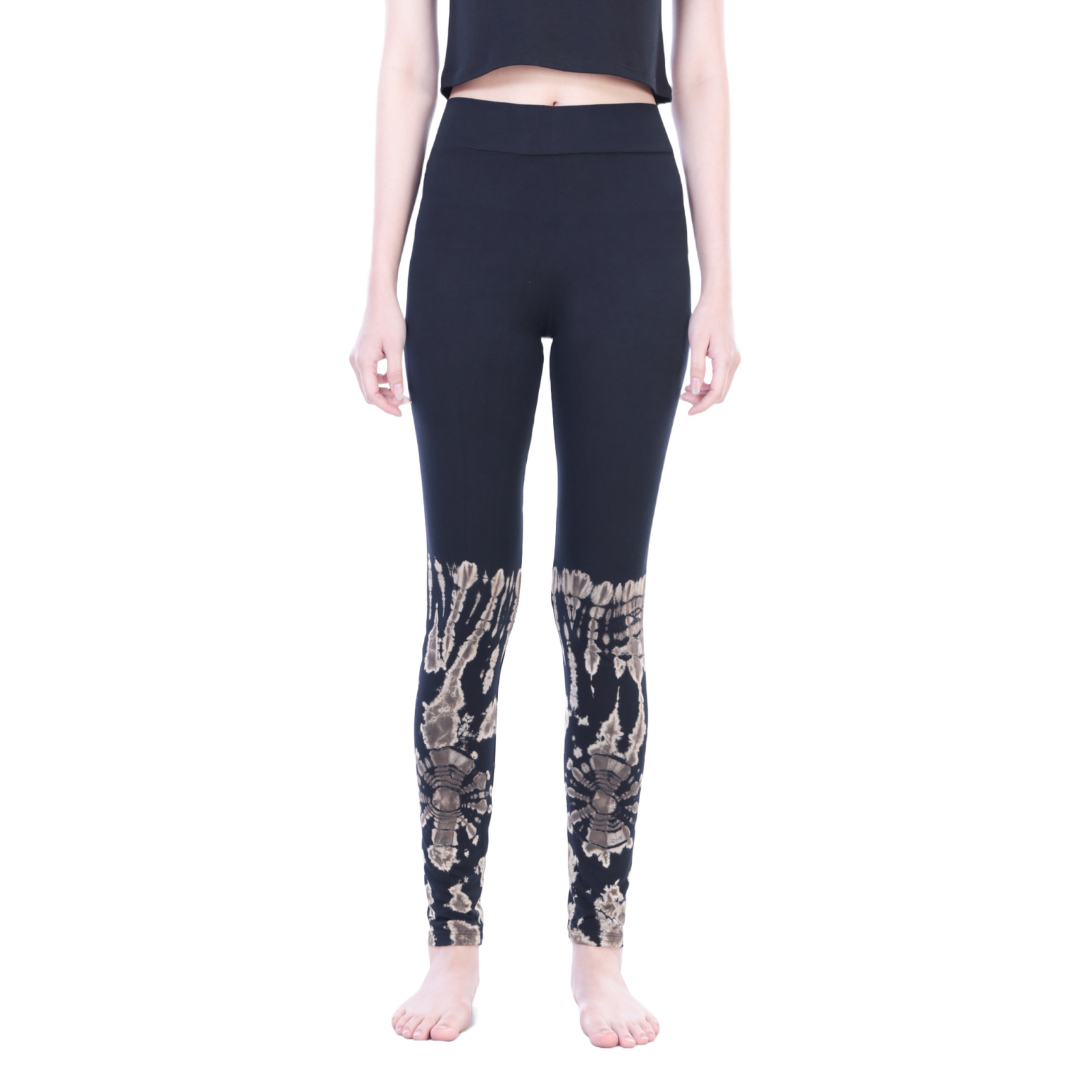 Half Tie-Dye Long Length Stretchy Rayon Leggings