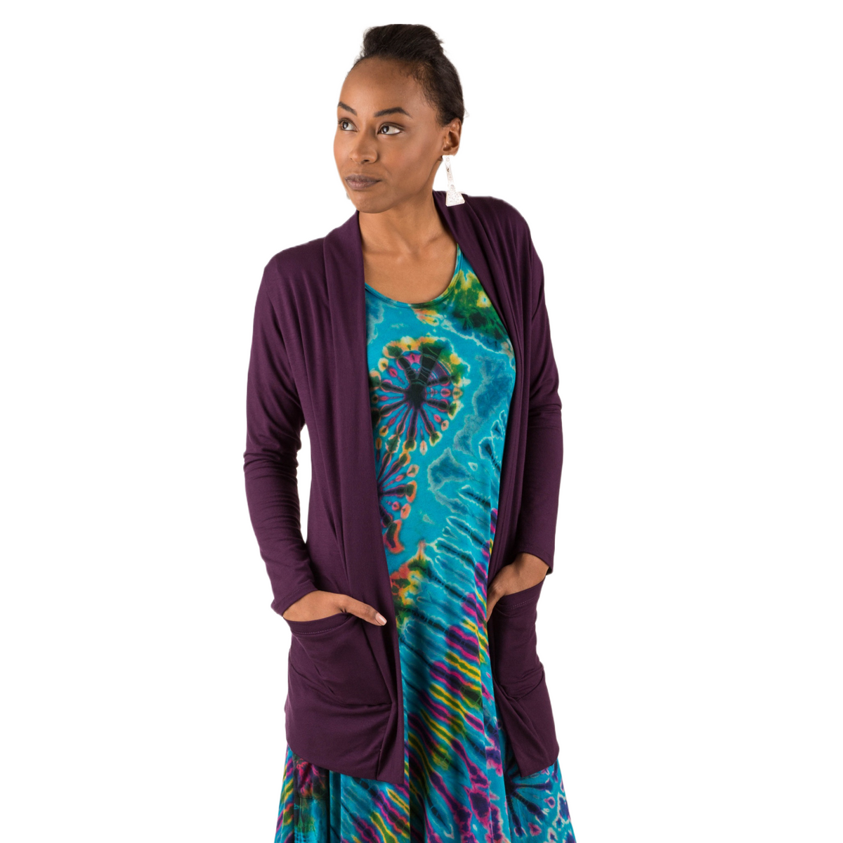 The Pocket Cardigan | Lightweight Open Front Stretchy Rayon Cardigan