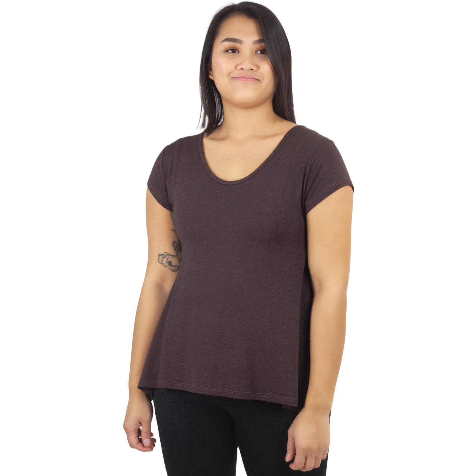 Classic Colors Cap Sleeve Button Back Rayon Top