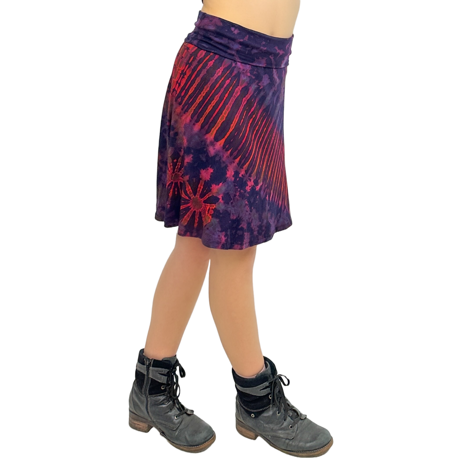 Full Tie-Dye Stretchy Rayon Convertible Knee Length Skirt