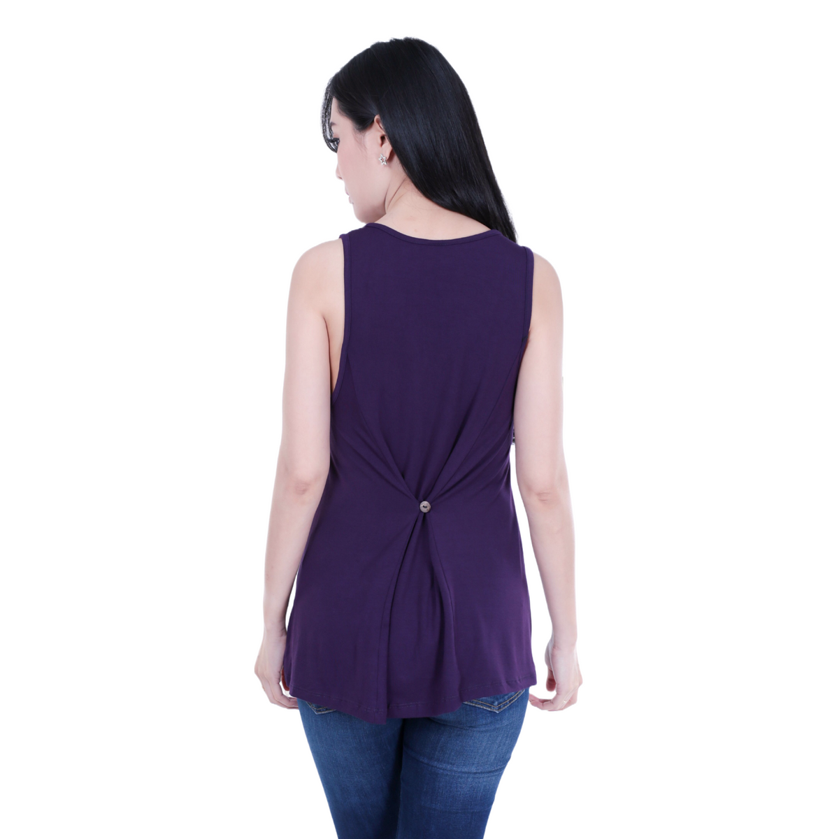 Classic Colors Sleeveless Button Back Rayon Tank Top