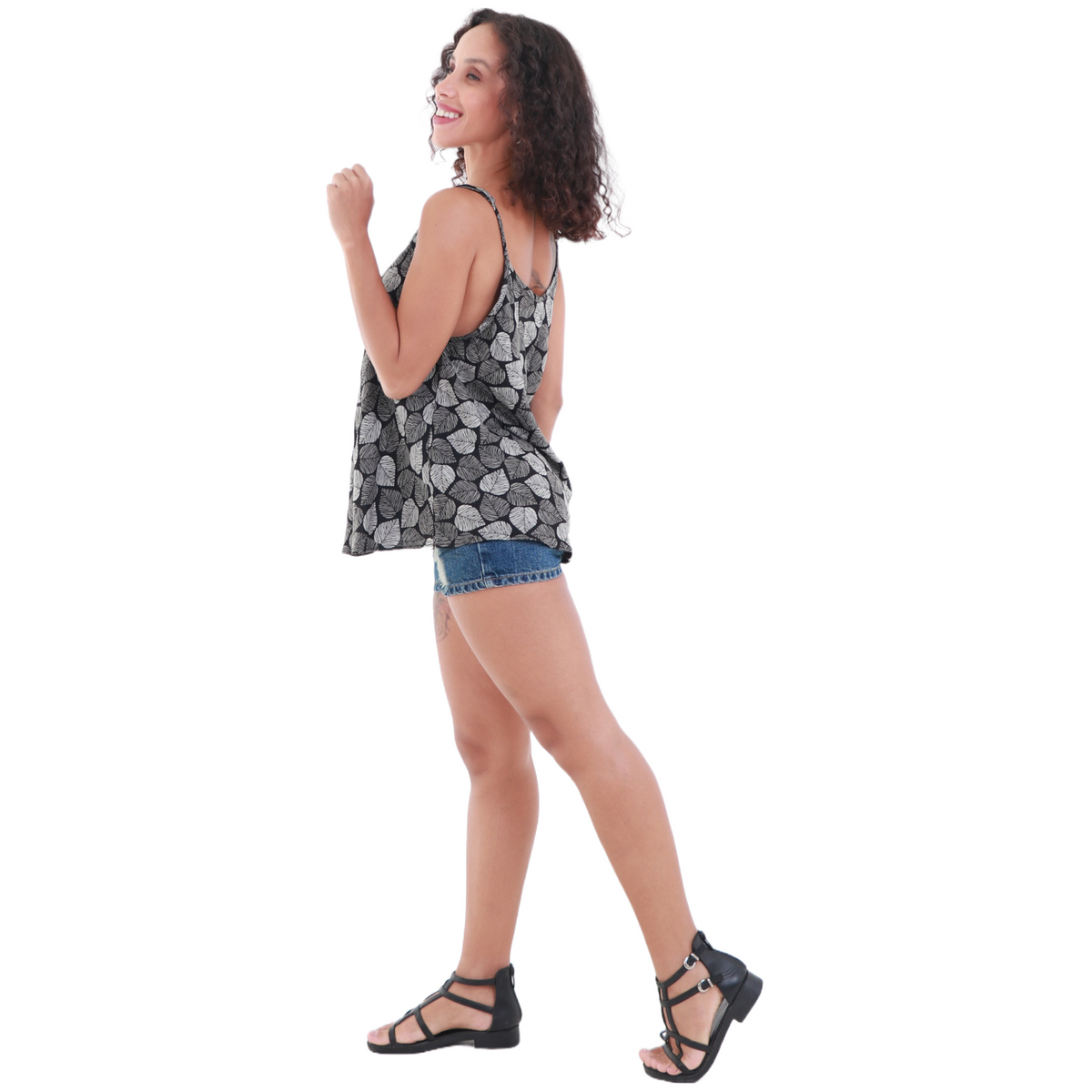 Beech Leaves Flowy Rayon Spaghetti Strap Top