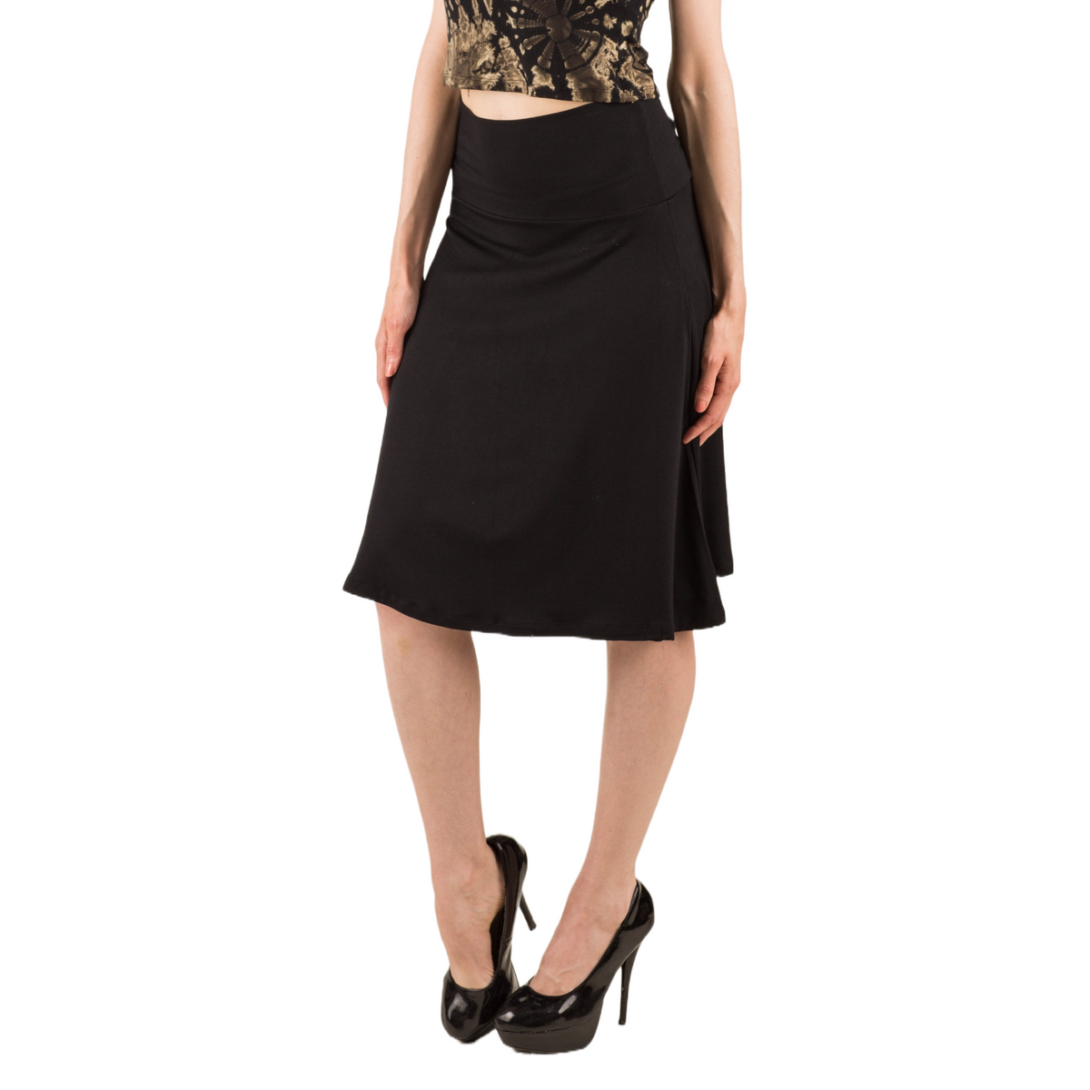 Classic Colors Knee-Length Stretchy Rayon Skirts