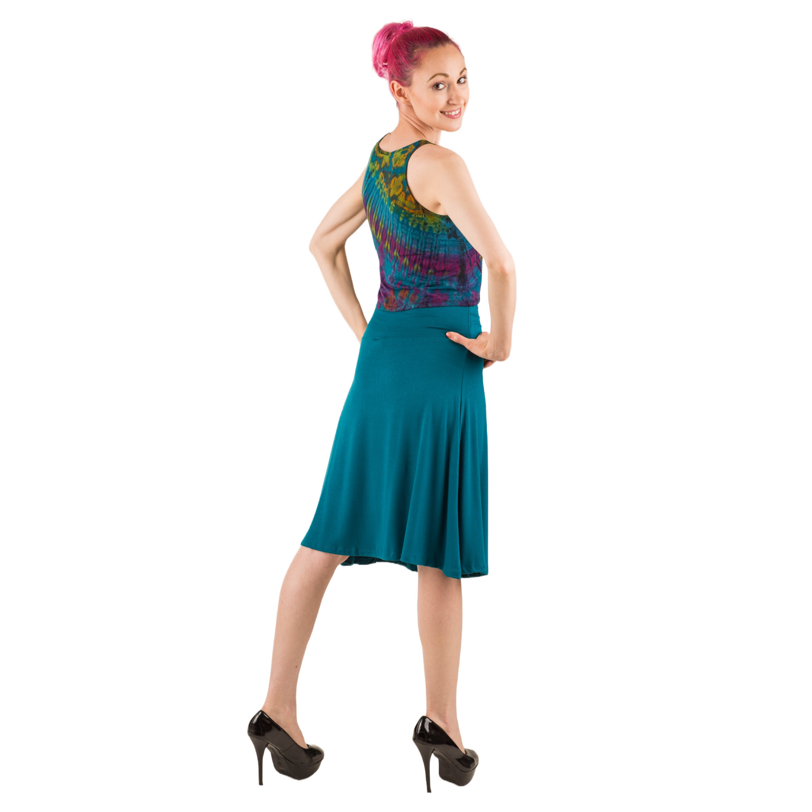 Classic Colors Knee-Length Stretchy Rayon Skirts