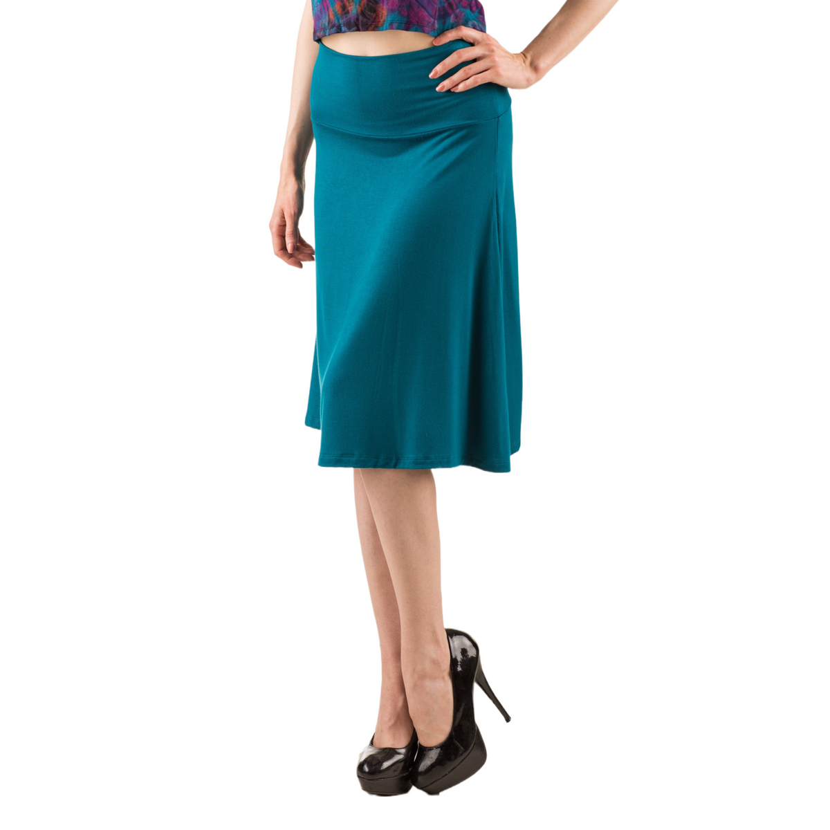 Classic Colors Knee-Length Stretchy Rayon Skirts