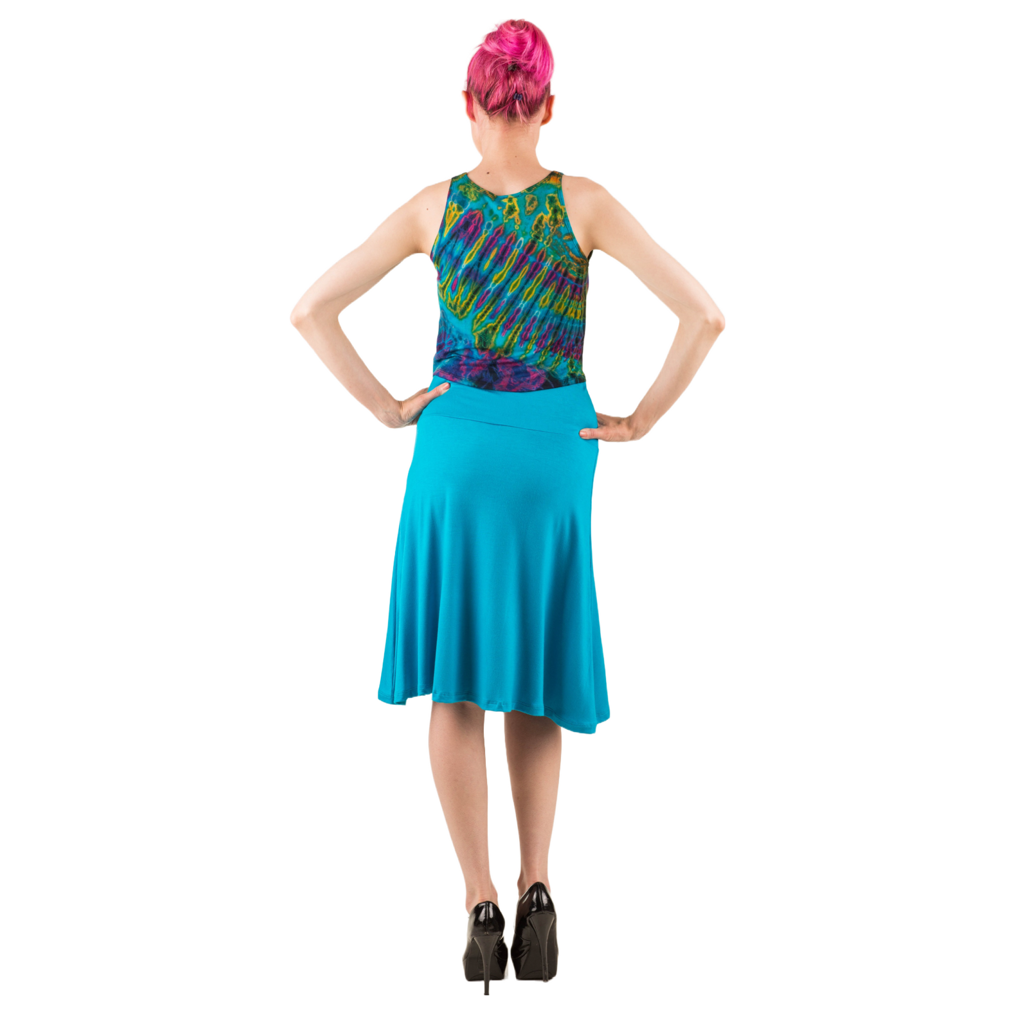 Classic Colors Knee-Length Stretchy Rayon Skirts