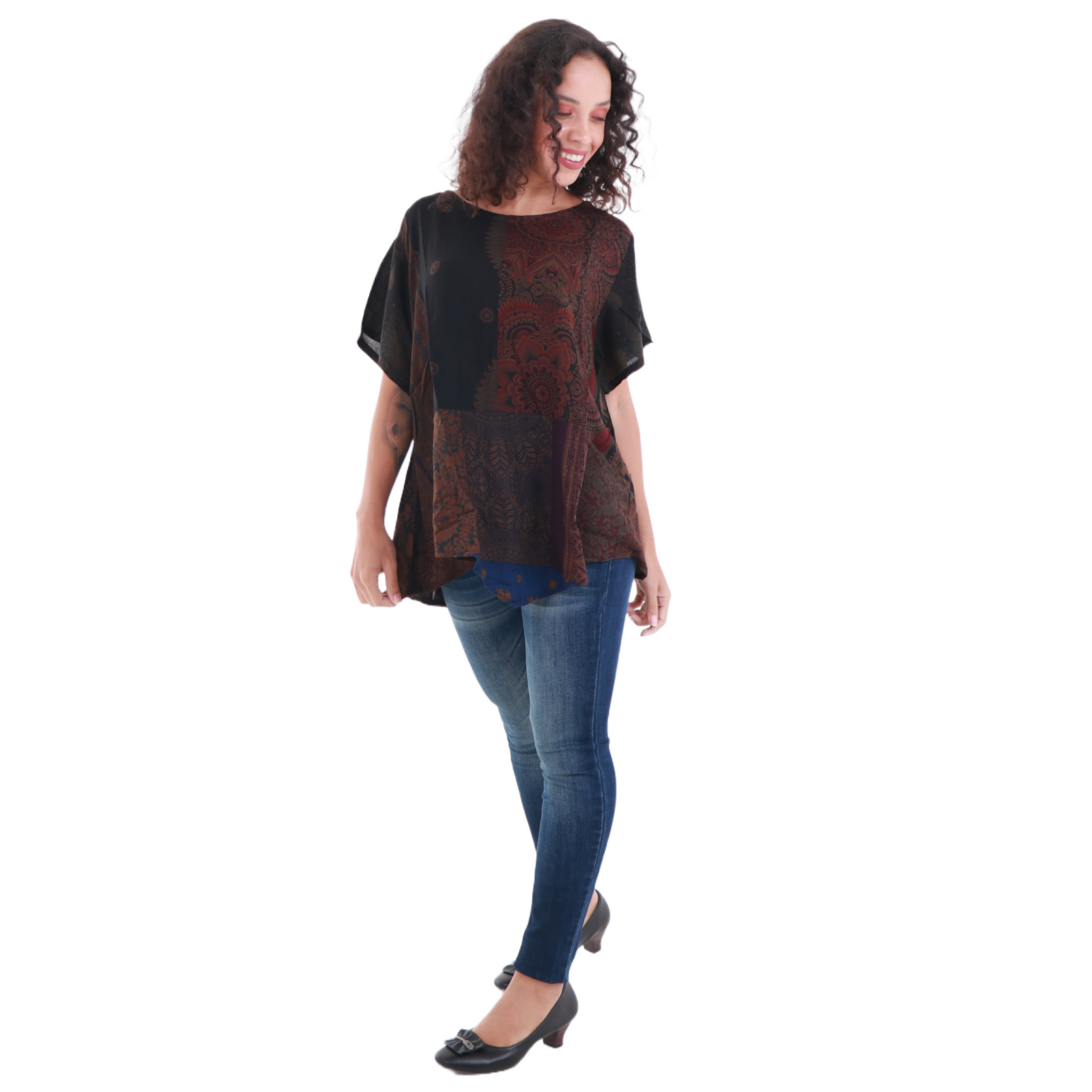 Oversized Upcycled Rayon Unisex Short Sleeve Patchwork Top