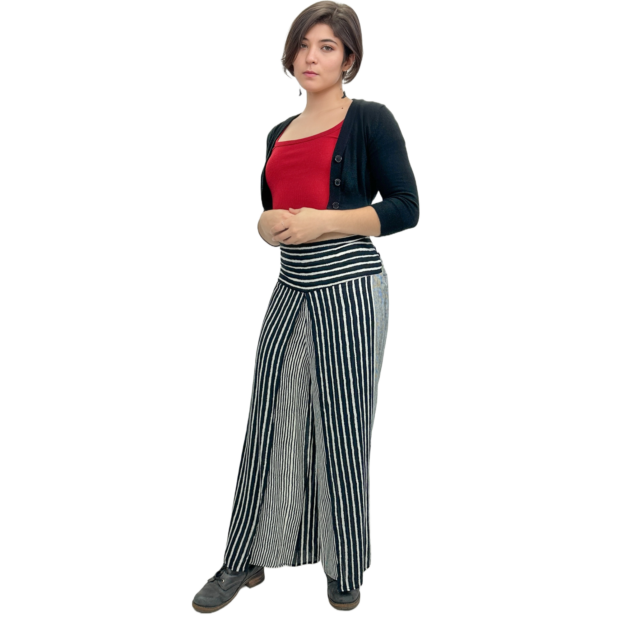 Black and white color stripe casual wide leg pants for women | filters sort summer | filter clearance - best price, best styles - shop now